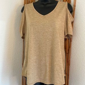 Camel Medium Cold Shoulder Tee